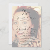 21. Geburtstag Einfaches Elegantes Foto Einladung (Vorderseite)