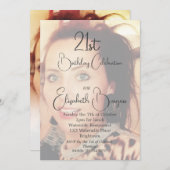 21. Geburtstag Einfaches Elegantes Foto Einladung (Vorne/Hinten)