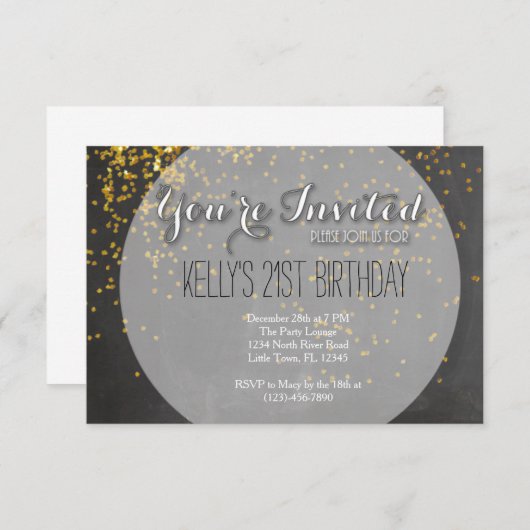 21. Geburtstag Einladung (Vorne/Hinten)