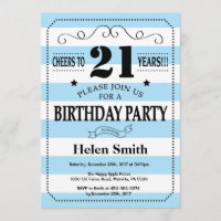 21. Geburtstag Einladung Blaue und weiße Streifen
