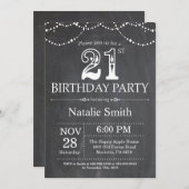 21. Geburtstag Einladung Chalkboard String Lights (Vorne/Hinten)