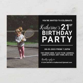 21. Geburtstag Einladung Foto-Karte Schwarz Postkarte