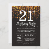 21. Geburtstag Einladung Gold Glitzer (Vorderseite)
