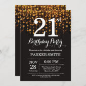 21. Geburtstag Einladung Gold Glitzer (Vorne/Hinten)