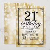 21. Geburtstag Einladung Gold Glitzer (Vorne/Hinten)