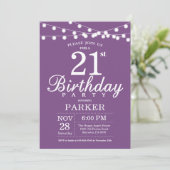 21. Geburtstag Einladung Lila Lavender Lilac (Stehend Vorderseite)