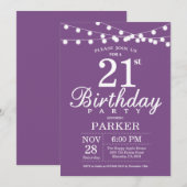 21. Geburtstag Einladung Lila Lavender Lilac (Vorne/Hinten)