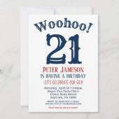 21. Geburtstag Einladung Mens Navy Blue (Vorderseite)