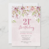 21. Geburtstag Einladung Rosa Bläserin (Vorderseite)