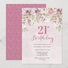 21. Geburtstag Einladung Rosa Bläserin