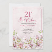 21. Geburtstag Einladung Rosa Bläserin (Vorderseite)