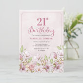 21. Geburtstag Einladung Rosa Bläserin (Stehend Vorderseite)