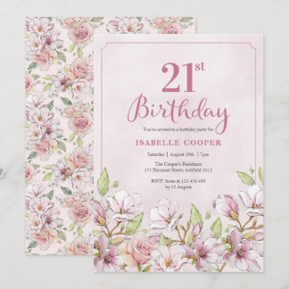 21. Geburtstag Einladung Rosa Bläserin