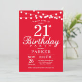 21. Geburtstag Einladung Rot (Stehend Vorderseite)