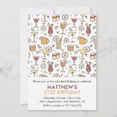 21. Geburtstag Einladungen Cocktail Muster Moderne (Vorderseite)