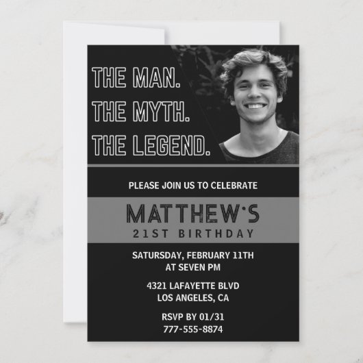 21. Geburtstag Einladungen Der Mann der Legende (Vorderseite)