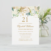 21. Geburtstag Elegant Golflorale Einladung (Stehend Vorderseite)