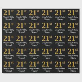 21. Geburtstag: Elegante Luxuriöse Imitate Gold Lo Geschenkpapier