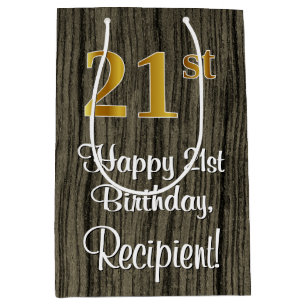 21. Geburtstag: Elegantes falsches Gold Look #, Fa Mittlere Geschenktüte