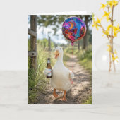 21. Geburtstag Ente mit einem Bier Karte (Gelbe Blume)