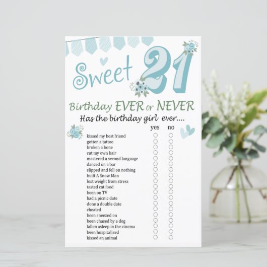 21. Geburtstag Ever oder Nie Game (Stehend Vorderseite)