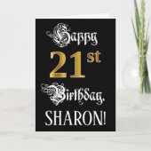 21. Geburtstag — Extravagantes Skript; Imitate Gol Karte (Vorderseite)