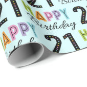21. Geburtstag Farbige Typografie Geschenkpapier (Rolleneckpunkt)