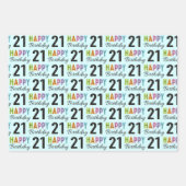 21. Geburtstag Farbige Typografie Geschenkpapier Set (Vorderseite)