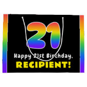 21. Geburtstag: Farbiger Regenbogen # 21, Individu Große Geschenktüte (Rückseite)