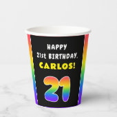 21. Geburtstag: Farbiger Regenbogen # 21, Individu Pappbecher (Vorderseite)