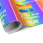 21. Geburtstag: Farbiges, lustiges Regenbogenmuste Geschenkpapier (Rolleneckpunkt)