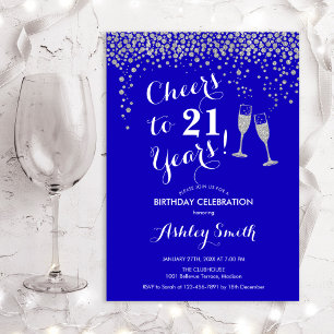 21. Geburtstag - Feiern bis 21 Jahre Royal Blue Einladung