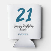 21 Geburtstag fett blauen Buchstaben einfach minim Dosenkühler (Rückseite)