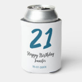 21 Geburtstag fett blauen Buchstaben einfach minim Dosenkühler (Kanne Rückseite)