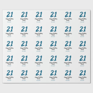21 Geburtstag fett blauen Buchstaben einfach minim Geschenkpapier
