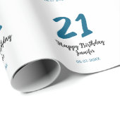 21 Geburtstag fett blauen Buchstaben einfach minim Geschenkpapier (Rolleneckpunkt)
