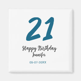 21 Geburtstag fett blauen Buchstaben einfach minim Magnet