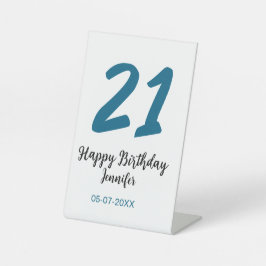 21 Geburtstag fett blauen Buchstaben einfach minim Sockelschild
