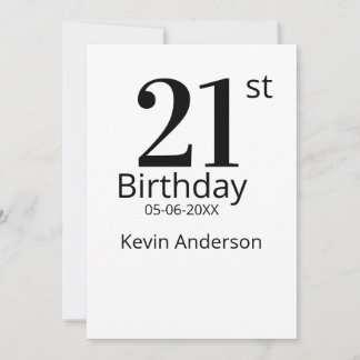 21. Geburtstag fett gedruckter Name Datum einfache Einladung