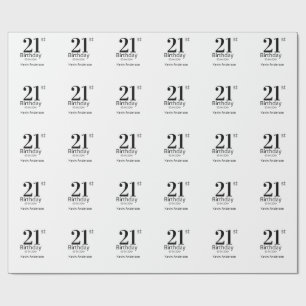 21. Geburtstag fett gedruckter Name Datum einfache Geschenkpapier