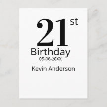21. Geburtstag fett gedruckter Name Datum einfache