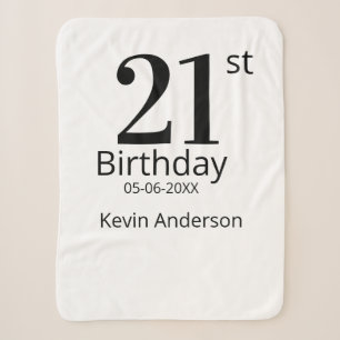21. Geburtstag fett gedruckter Name Datum einfache Sherpadecke