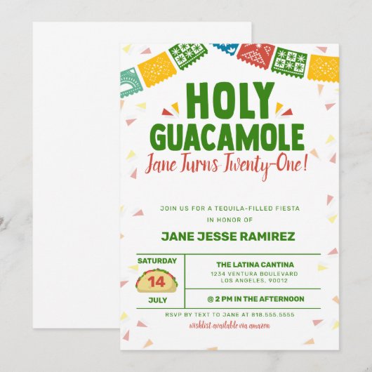 21. Geburtstag Fiesta Einladung (Vorne/Hinten)