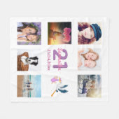 21. Geburtstag Foto Collage weiß Fleecedecke (Vorderseite (Horizontal))