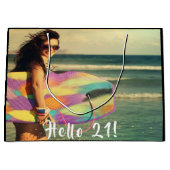 21. Geburtstag Foto hallo 21 12. Große Geschenktüte (Vorderseite)