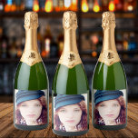 21. Geburtstag Foto Hallo 21 für Frauen Schaumweinetikett<br><div class="desc">Vorlage für Ihr Foto.  Überlagerung von weißem Text: Hallo 21!  Ein Label für ein 21. Geburtstag Party für sie,  Frauen.</div>