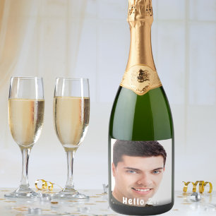 21. Geburtstag Foto hallo 21 Typ Schaumweinetikett