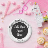 21. Geburtstag Foto Personalisierte Papierplatte h Pappteller (Party)