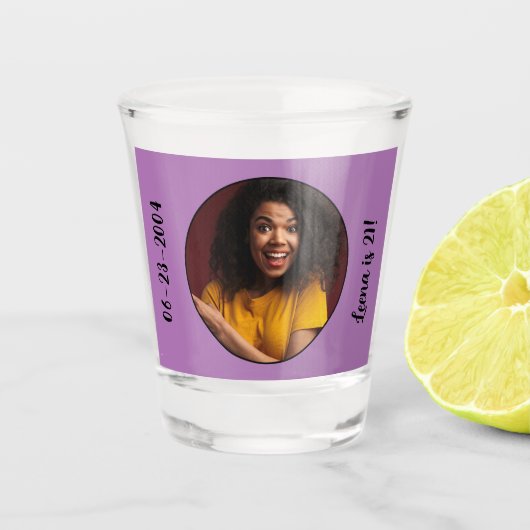 21. Geburtstag Foto Rahmen Schnapsglas (Vorderseite)