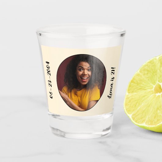 21. Geburtstag Foto Rahmen Schnapsglas (Vorderseite)